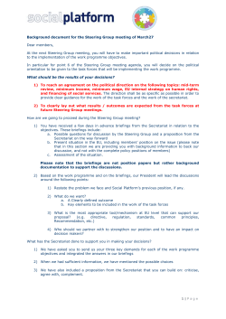 At the next Steering Group meeting, you will have