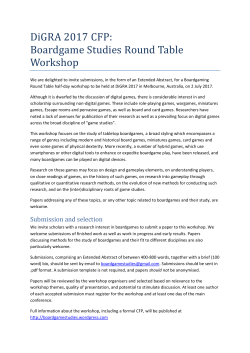 DiGRA 2017 CFP: Boardgame Studies Round Table Workshop