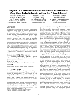 CogNet - An Architectural Foundation for Experimental Cognitive