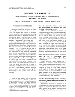 Profit-Maximizing Nitrogen Fertilization Rates for Alternative Tillage
