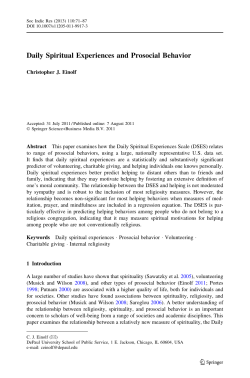 Daily Spiritual Experiences and Prosocial Behavior