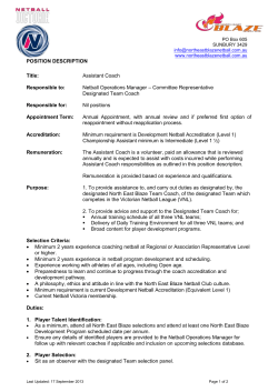 Assistant Coach - North East Blaze