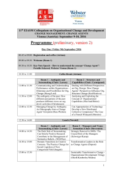 EIASM Conference Workshop on Organisational Change and