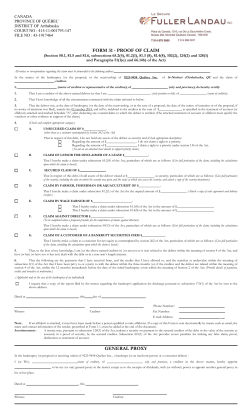 FORM 31 - PROOF OF CLAIM GENERAL PROXY