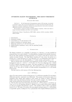 INVERTING RADON TRANSFORMS : THE GROUP THEORETIC