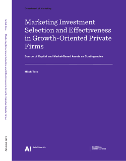 Marketing Investment Selection and Effectiveness in