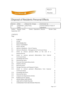 Disposal of Personal Effects Policy