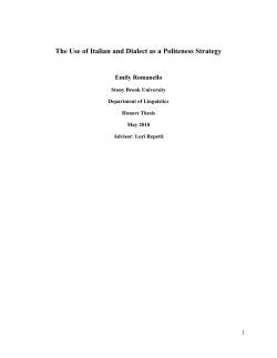 The Use of Italian and Dialect as a Politeness Strategy