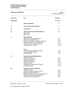 Greater Minnesota Gas, Inc. Le Sueur, Minnesota 56058 Gas Rate