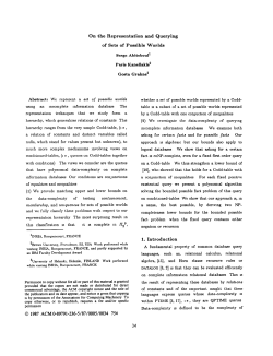 On the Representation and Querying of Sets of Possible Worlds 1