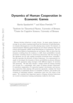 Dynamics of Human Cooperation in Economic Games