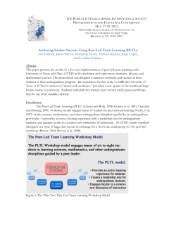 Achieving Student Success Using Peer