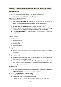 Preparing the master budget