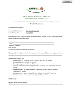 MFDA Investor Protection Corporation Proof of Claim Form