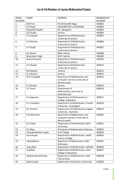 List of Life Members of Jammu Mathematical Society