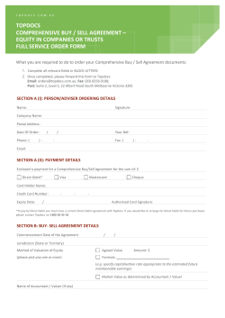 comprehensive buy / sell agreement &ndash; equity in