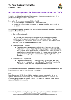 Accreditation process for Trainee Assistant Coaches (TAC).