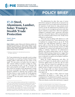 Policy Brief 17-21: Steel, Aluminum, Lumber, Solar: Trump`s Stealth