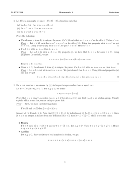 MATH 251 Homework 1 Solutions 1. Let G be a nonempty set and