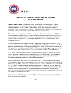 canada`s top tennis player milos raonic partners with canada goose