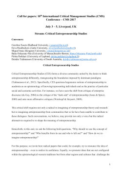 Call for papers: 10th International Critical Management Studies