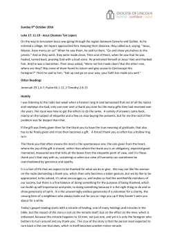 Sunday 9th October 2016 Luke 17: 11-19