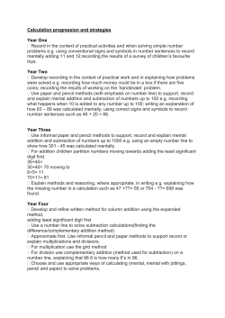 Calculation progression and strategies Year One Record in the