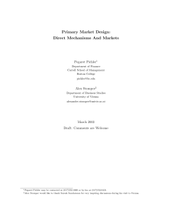 Primary Market Design: Direct Mechanisms And Markets