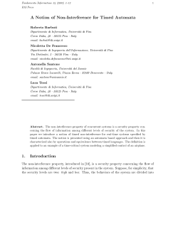 A Notion of Non-Interference for Timed Automata 1. Introduction
