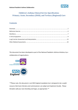 Children`s Asthma Clinical Service Specification
