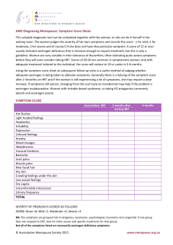 AMS Diagnosing Menopause: Symptom Score Sheet SYMPTOM