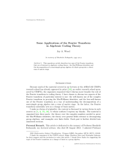 Some Applications of the Fourier Transform in Algebraic Coding