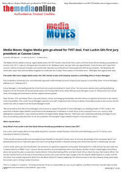 Media Moves Kagiso Media gets go-ahead for TVET deal