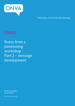 Part 2 &ndash; message development