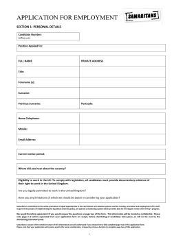 SAMARITANS APPLICATION FORM