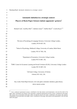 Automatic imitation in a strategic context: Players of Rock