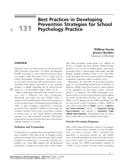 Best Practices in Developing Prevention Strategies for School
