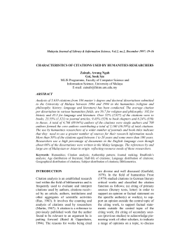 characteristics of citations used by humanities - UM e