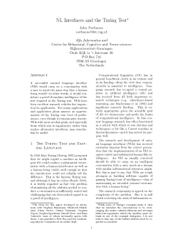 Natural Language Interfaces and the Turing Test