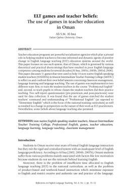 ELT games and teacher beliefs: The use of games in teacher
