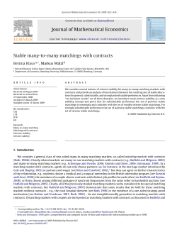 Journal of Mathematical Economics Stable many-to-many