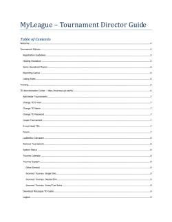 MyLeague &ndash; Tournament Director Guide