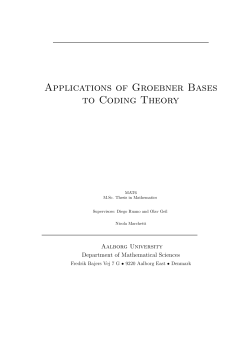 Applications of Groebner Bases to Coding Theory