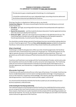 THINKING OF BECOMING A FRANCHISEE?