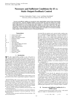 Necessary and Sufficient Conditions for H-o Static Output
