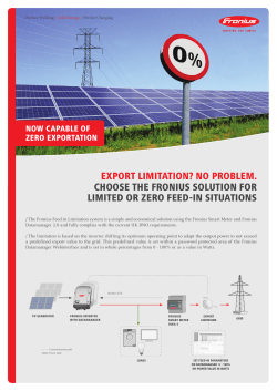 EXPORT LIMITATION? NO PROBLEM. CHOOSE THE FRONIUS