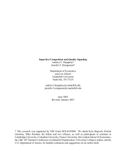 Imperfect Competition and Quality Signaling