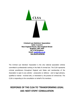 Criminal Law Solicitors` Association Suite 2 Level 6 New England