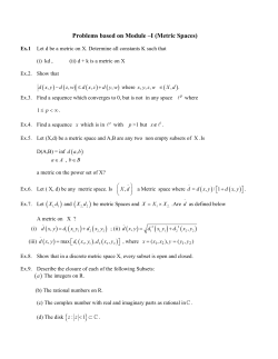 I (Metric Spaces)