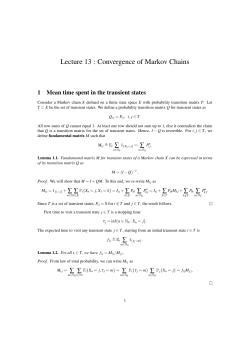 Lecture 13 : Convergence of Markov Chains